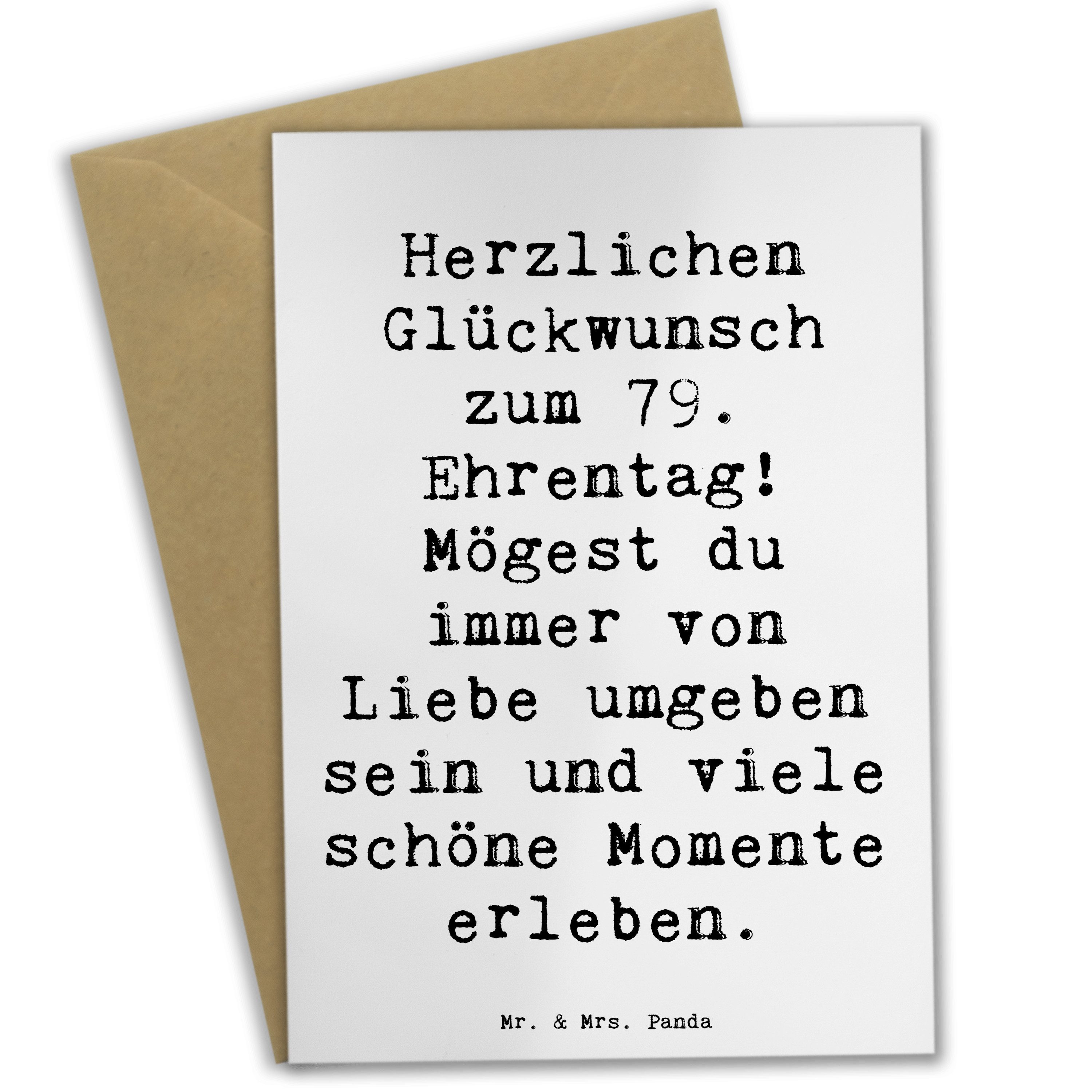 Mr. & Mrs. Panda Grußkarte Spruch 79. Geburtstag Glückwünsche Weiß