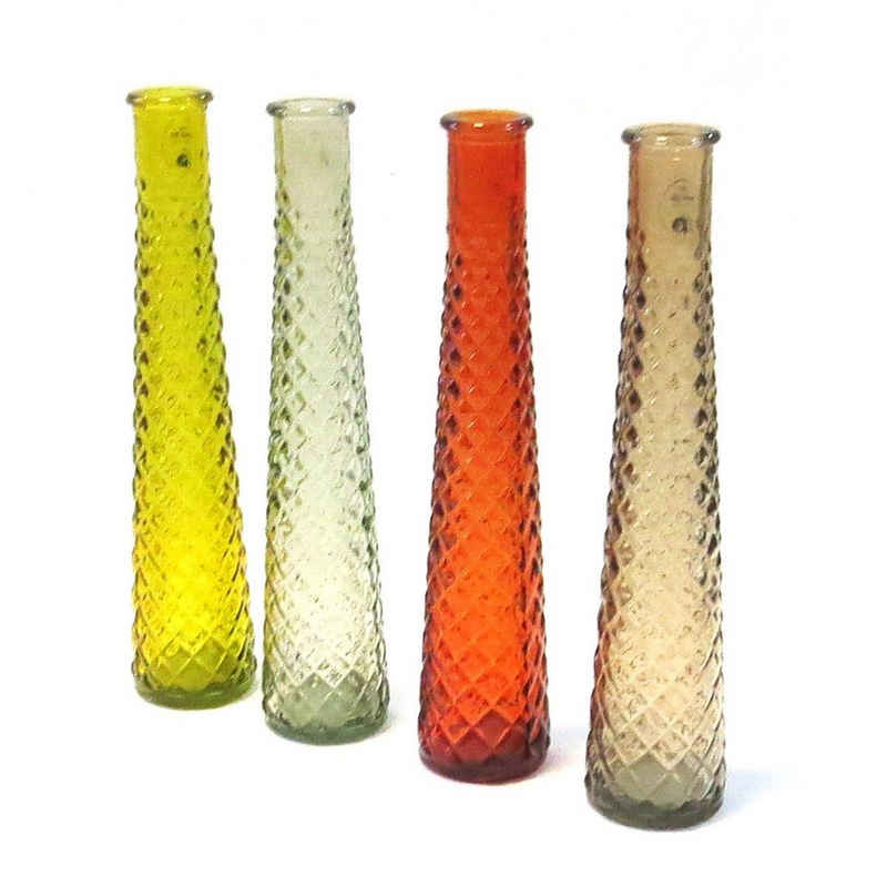 Countryfield Dekovase Glas Vase 4er Set Mehrfarbig Schmal Hoch 31 cm