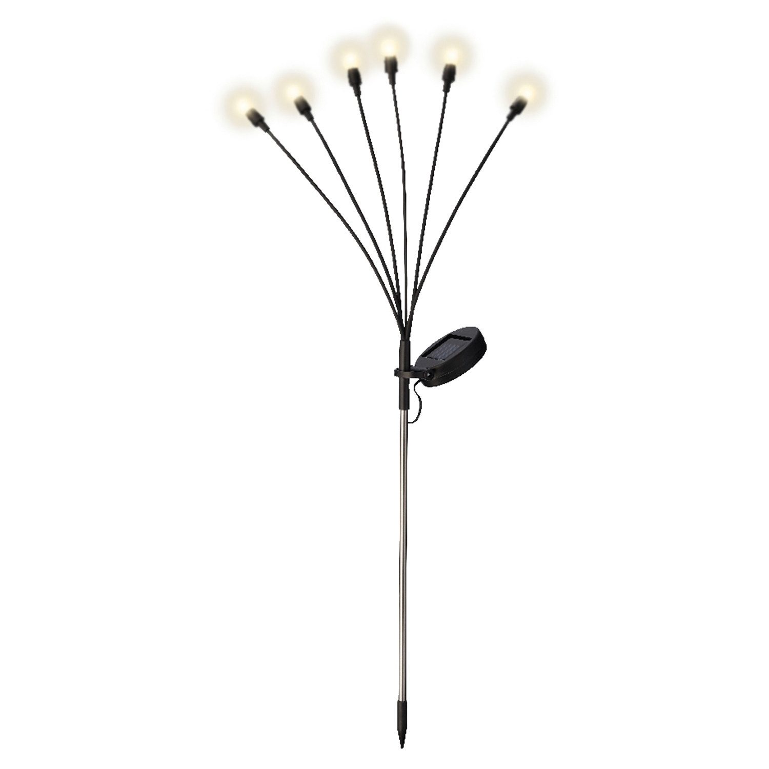 LED Solarleuchte MILLI, H 70 cm, 6-flammig, Silbergrau, Schwarz