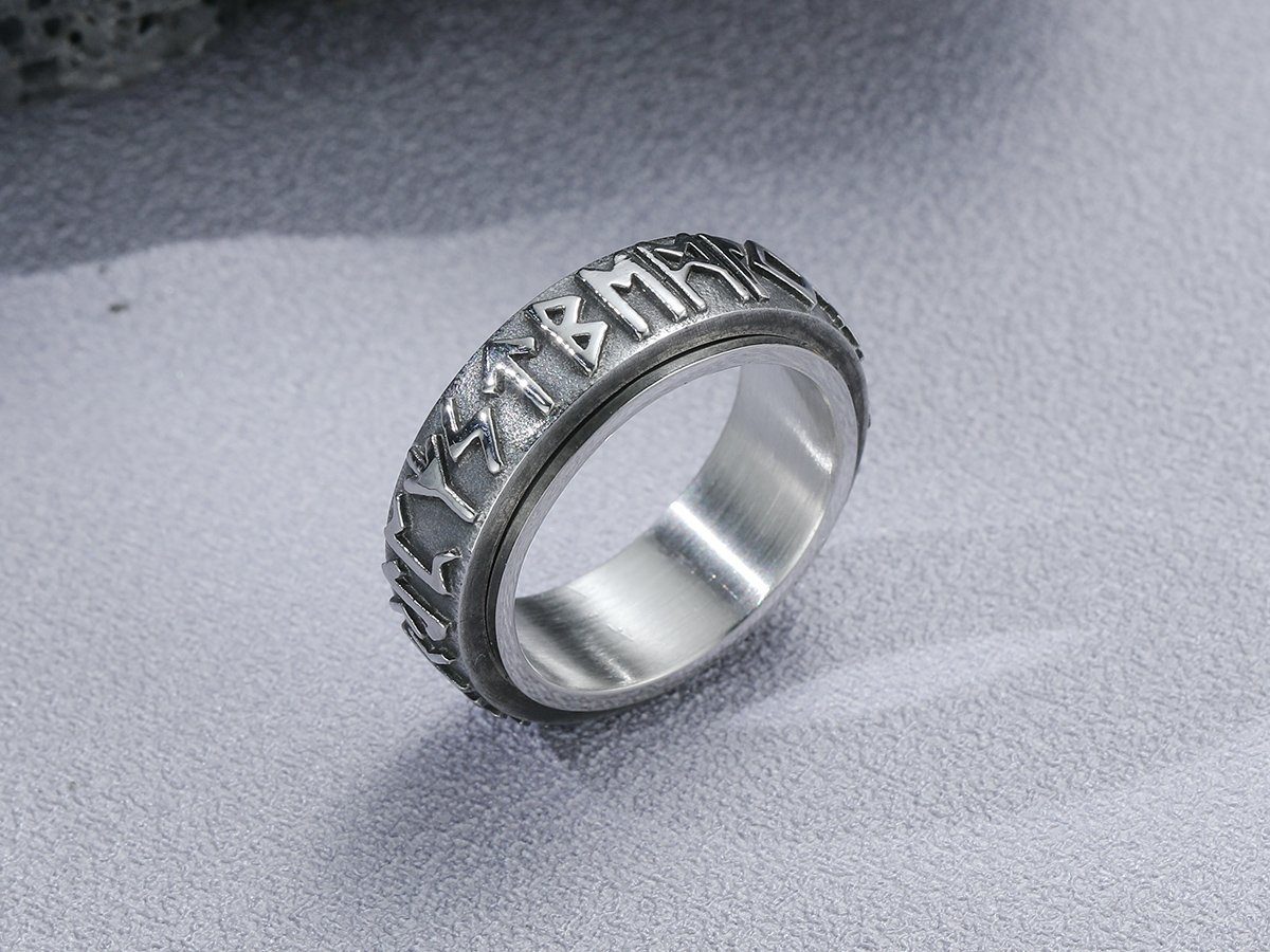 Eyecatcher Fingerring Anti Stress Ring Runen Zeichen drehbar silber günstig online kaufen