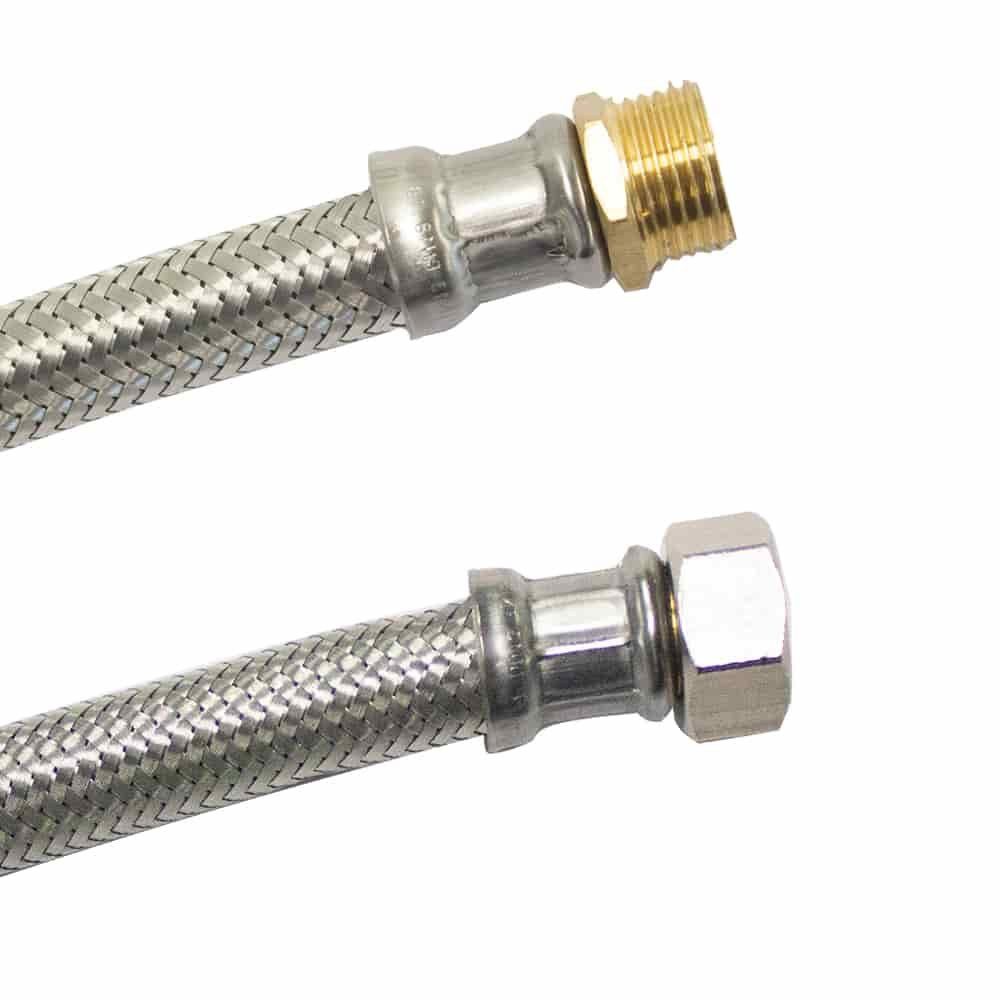 KLASEBO® Flexschlauch Panzerschlauch 3 4, DVGW, Edelstahl, Flexschlauch 300mm, Sanitäranschlussschlauch