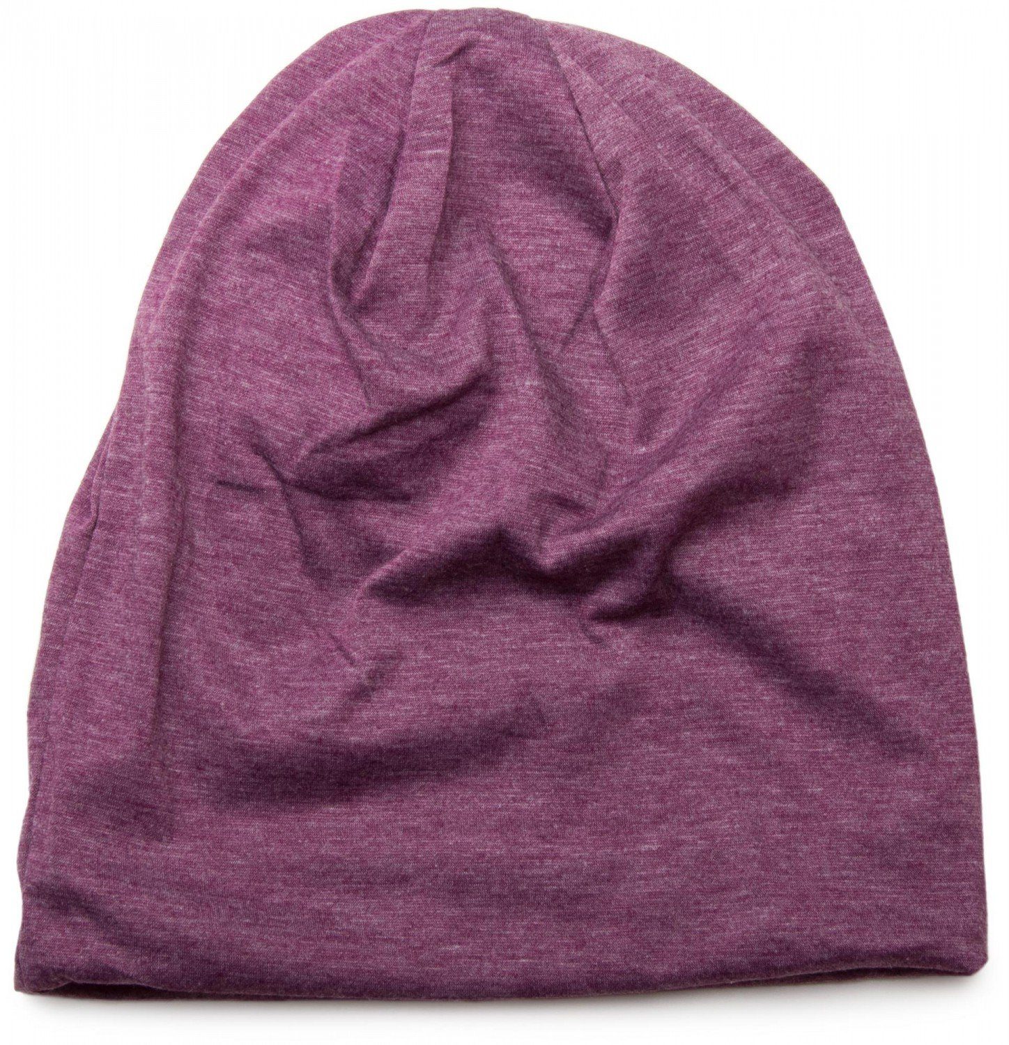 styleBREAKER Beanie (1-St) Unifarbene Beanie Violett Fleece Mütze mit meliert