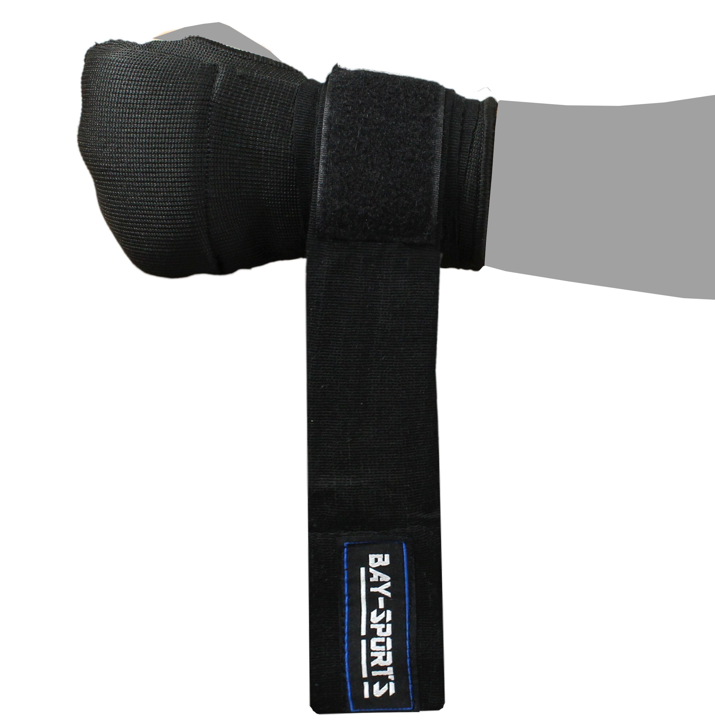 BAY-Sports Boxbandagen Fast gepolsterte Box-Bandagen Handbandagen schwarz