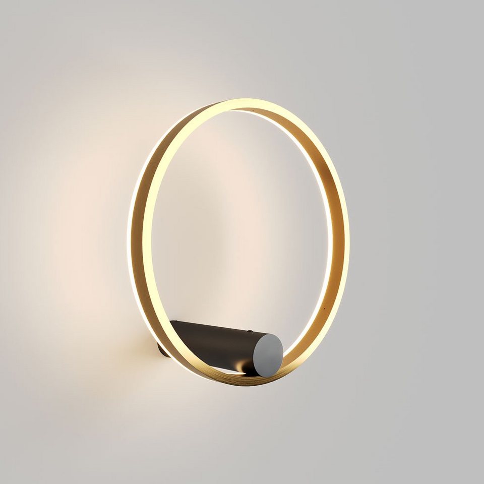 s.luce Deckenleuchte LED Wand- & Deckenleuchte Ring Air rund indirekt  Schwarz/Gold, Warmweiß