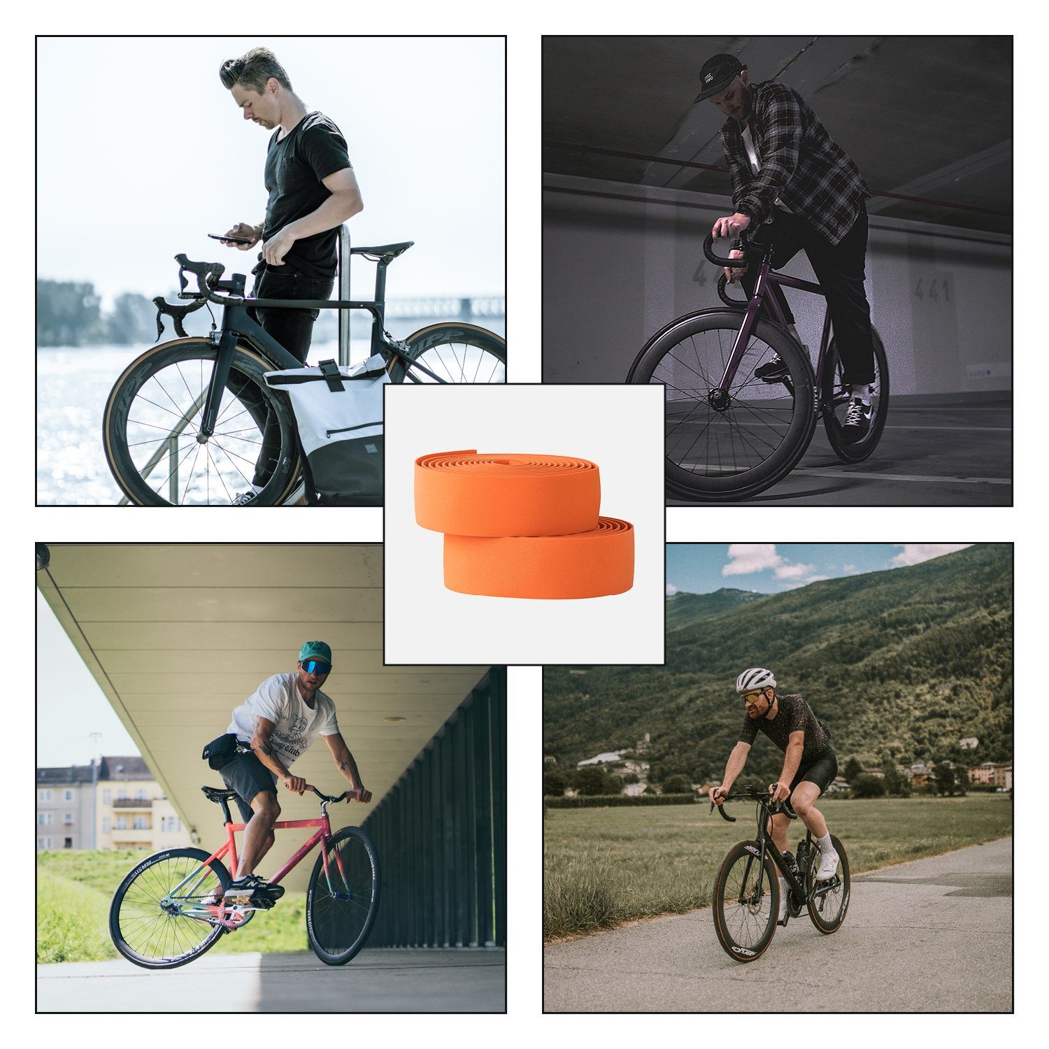 inkl. Fahrradlenker (Standard) Fahrrad Lenkerband Orange Befestigungstape Endstopfen ZWEIRAD Pumpkin und URBAN