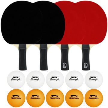 EDCO Tischtennisschläger Slazenger Tischtennisset (15-tlg), Tischtennisbälle Tischtennisschläger Tasche Rot Schwarz Orange Weiß