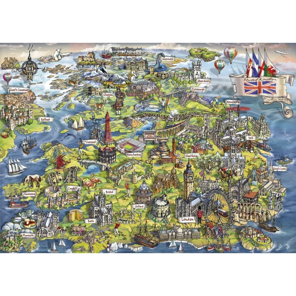 GIBSONS Puzzle GIBSONS Puzzle Wundervolles Großbritannien 1000 Teile, Puzzleteile
