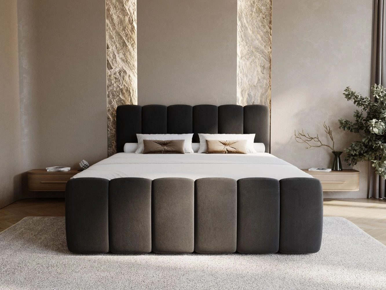 GrainGold Boxspringbett mit Bettkästen CLOUD, Modern Bett mit Kopfteil, 180 günstig online kaufen