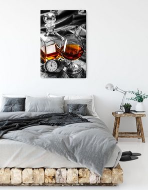 Pixxprint Leinwandbild Man Things mit Whiskey und Uhr, Man Things mit Whiskey und Uhr (1 St), Leinwandbild fertig bespannt, inkl. Zackenaufhänger