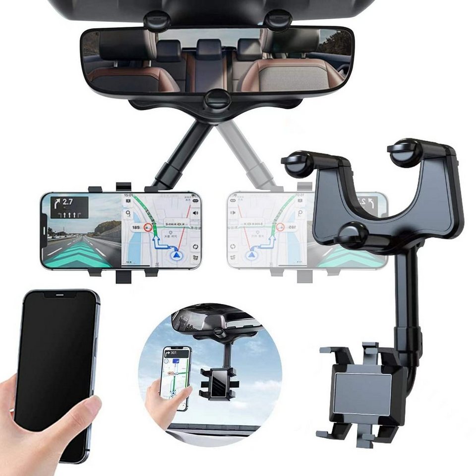 CALIYO Universelle Auto-Rückspiegel-Handyhalter,360 Grad Drehbarer
