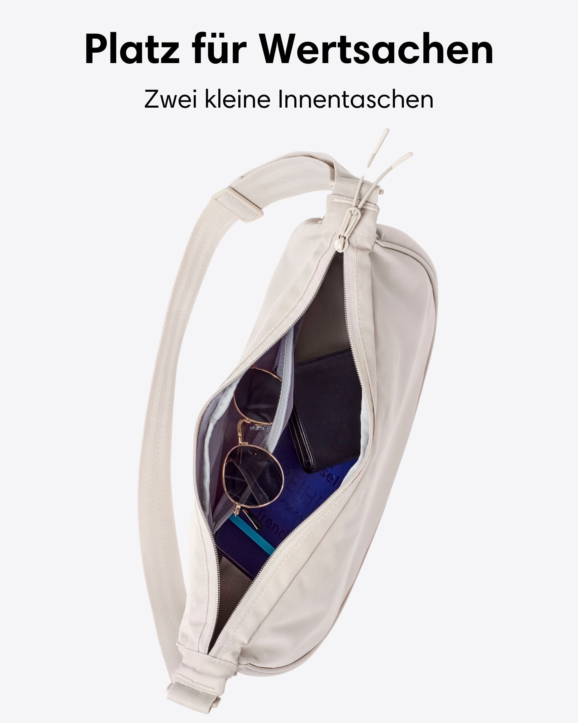 LARKSON Umhängetasche Solveig Medium Halbmondtasche für Damen und Herren, Stylische Crossbody Bag in Halbmond Form – Bild 4 von 5