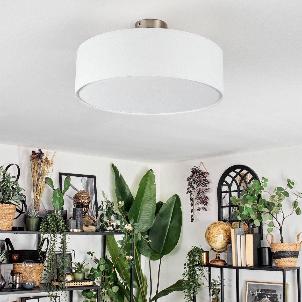 hofstein Deckenleuchte Deckenlampe aus Metall/Stoff/Kunststoff in Nickel-ma günstig online kaufen