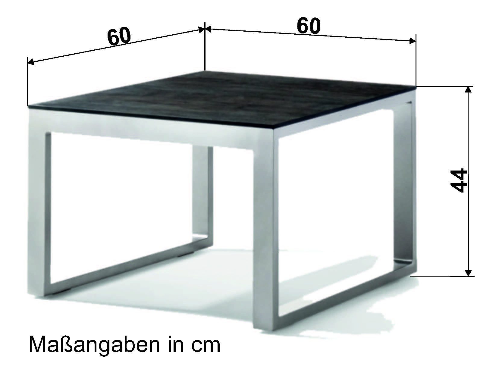 sieger Gartentisch Lounge, in Beton dunkel, eisengrau - 60x44x60 (BxHxT)