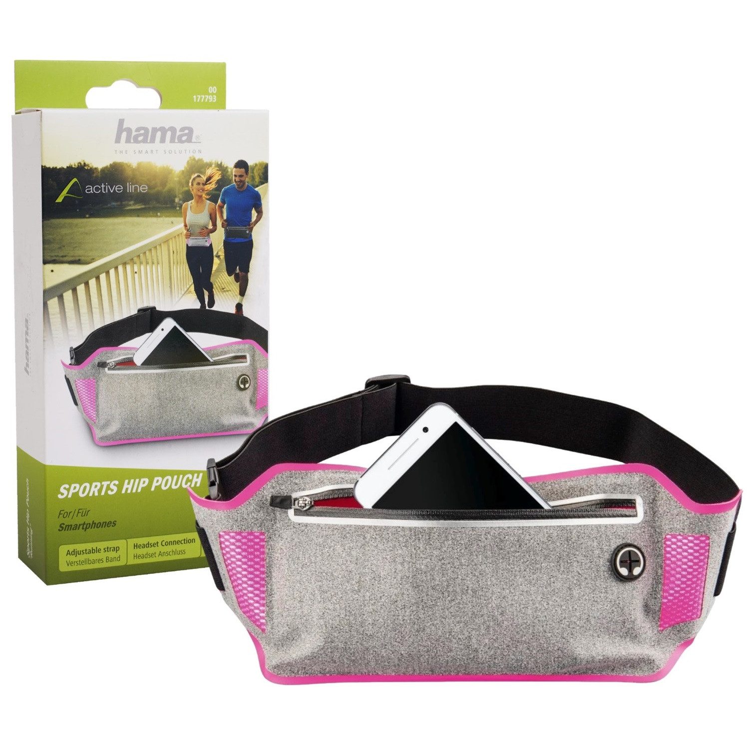 Hama Handyhülle Sport Hüfttasche Gürteltasche Bauchtasche Grau, Jogging Bag Hülle Tasche für Smartphone iPhone 15 14 13 12 etc