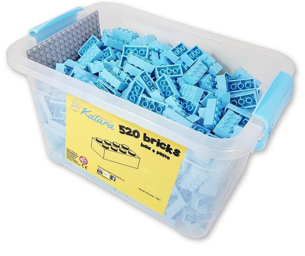 Herstellern - Katara Box, zu Kompatibel Box-Set Konstruktionsspielsteine Bausteine (3er + Steinen Platte Set), mit hellblau 520 + Anderen verschiedene allen Farben