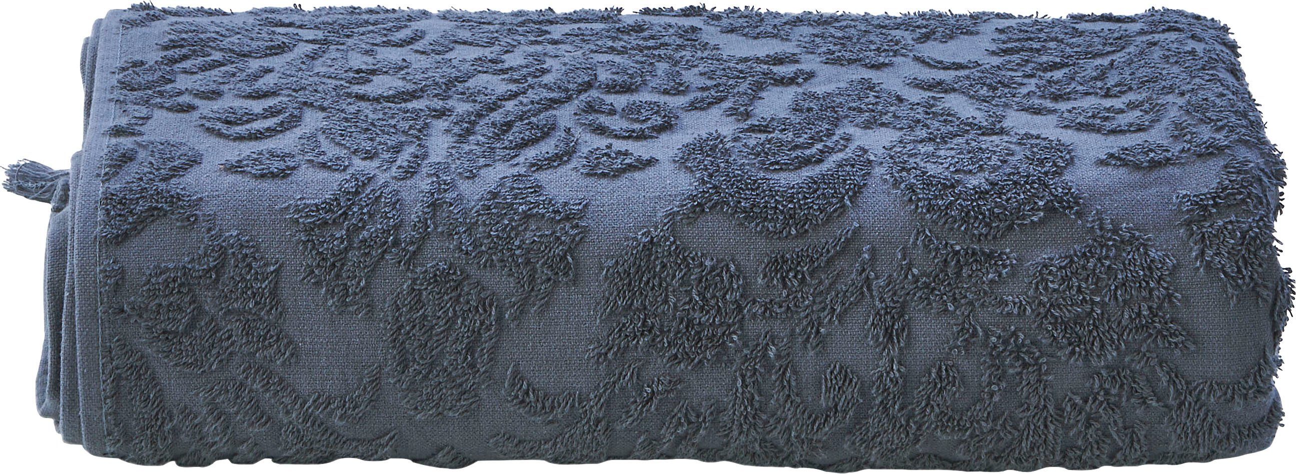 done.® Duschtuch Provence Ornaments, Walkfrottier (1-St), Uni Farben, Ornamente, mit Fransen