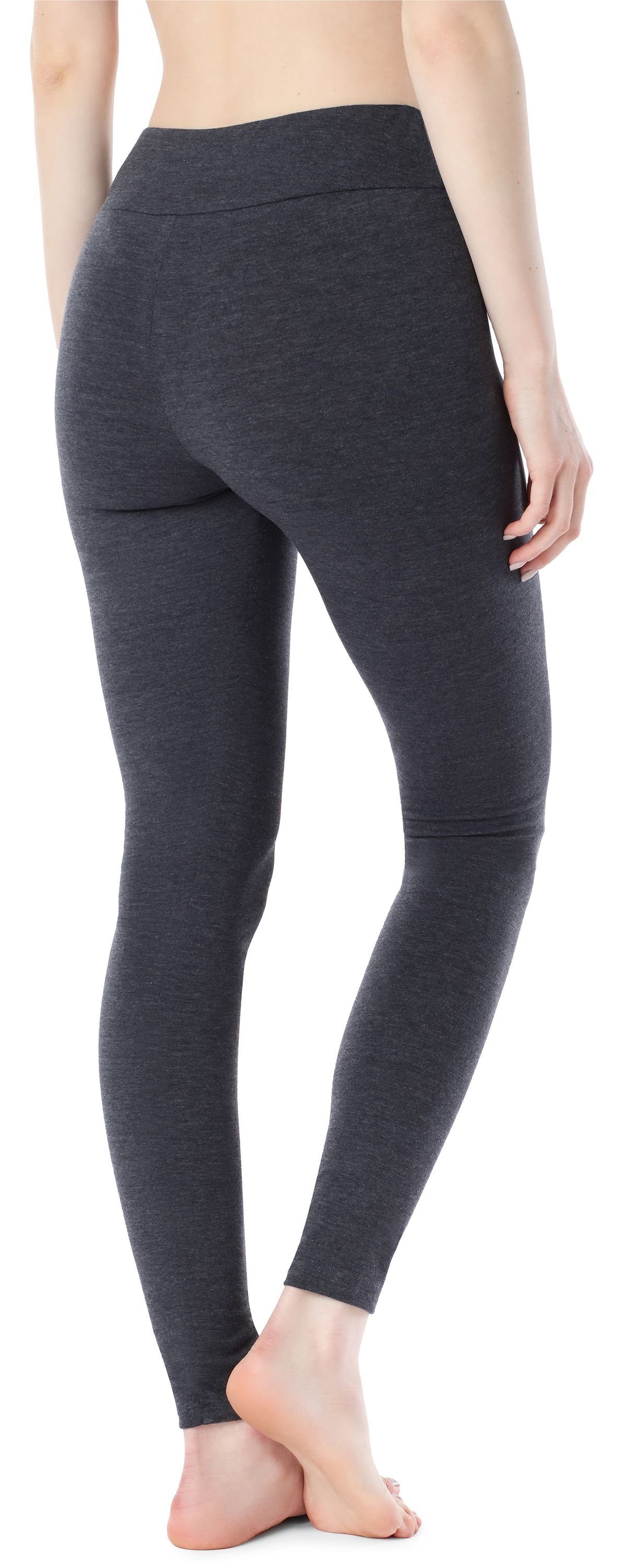 Merry Style Leggings Damen Baumwolle aus elastischer (1-tlg) Leggings Bund MS10-429 Lange Dunkelmelange