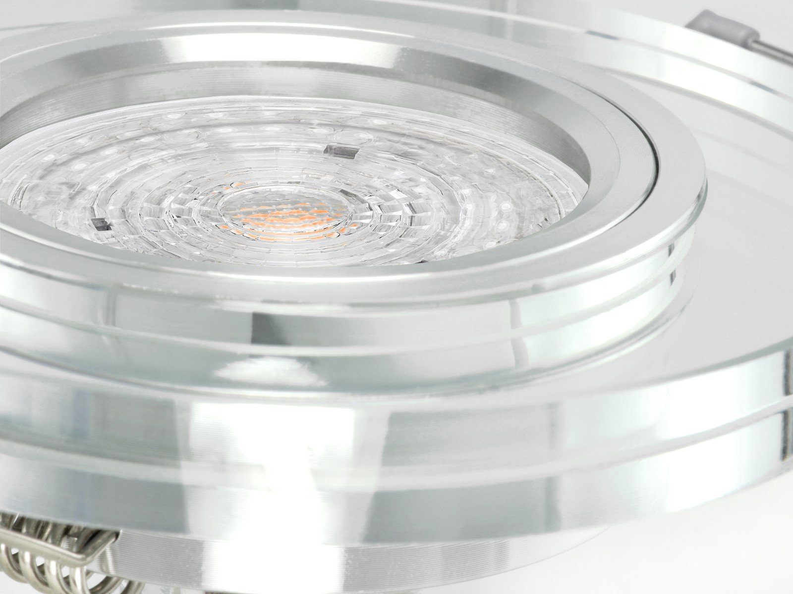 Echtglas Einbaustrahler LED-Einbaustrahler LED SSC-LUXon Warmweiß rund, spiegelnd, 4,9W, klar Dimmbarer
