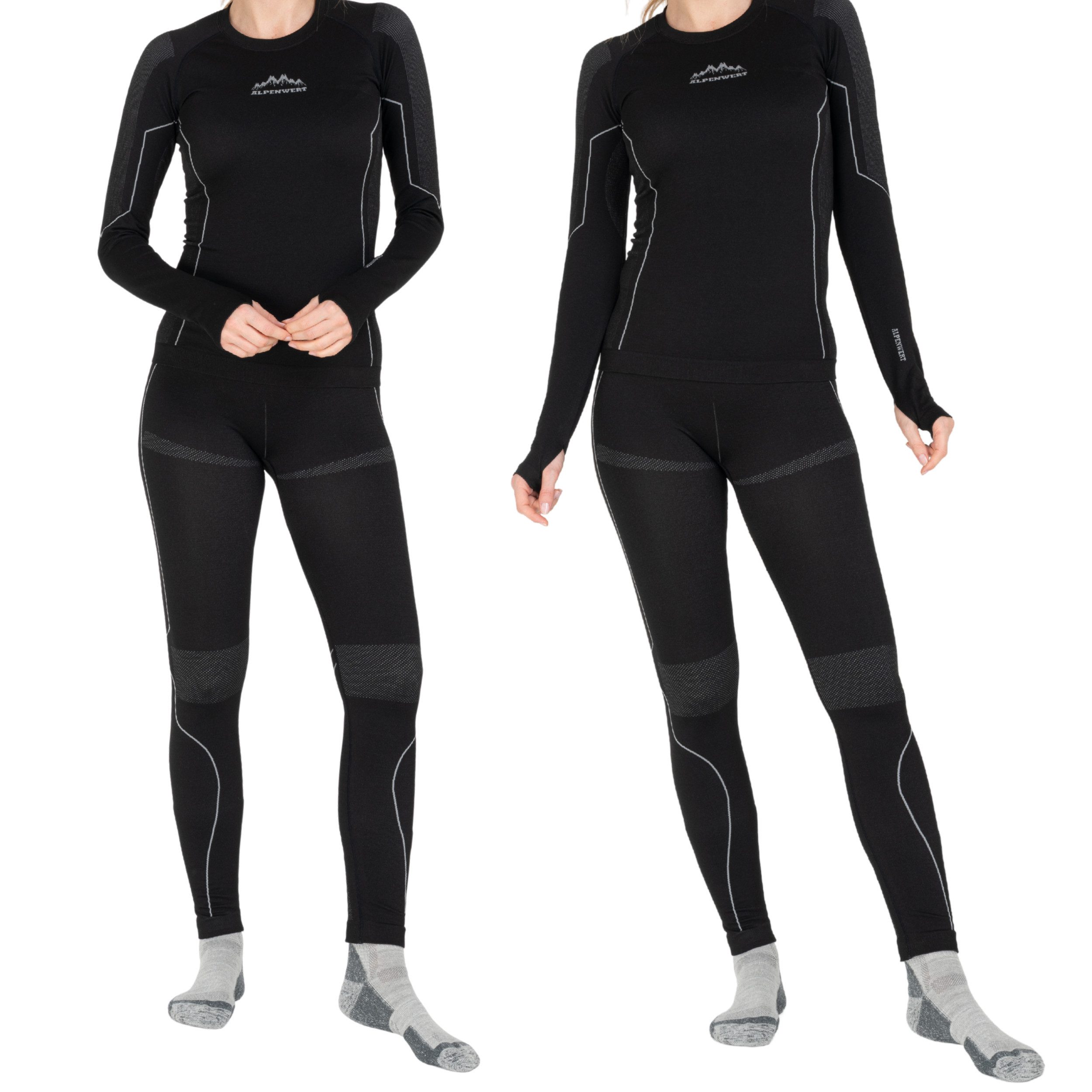 Alpenwert Thermounterhemd Thermounterwäsche Set Damen – mit Daumenloch wärm günstig online kaufen