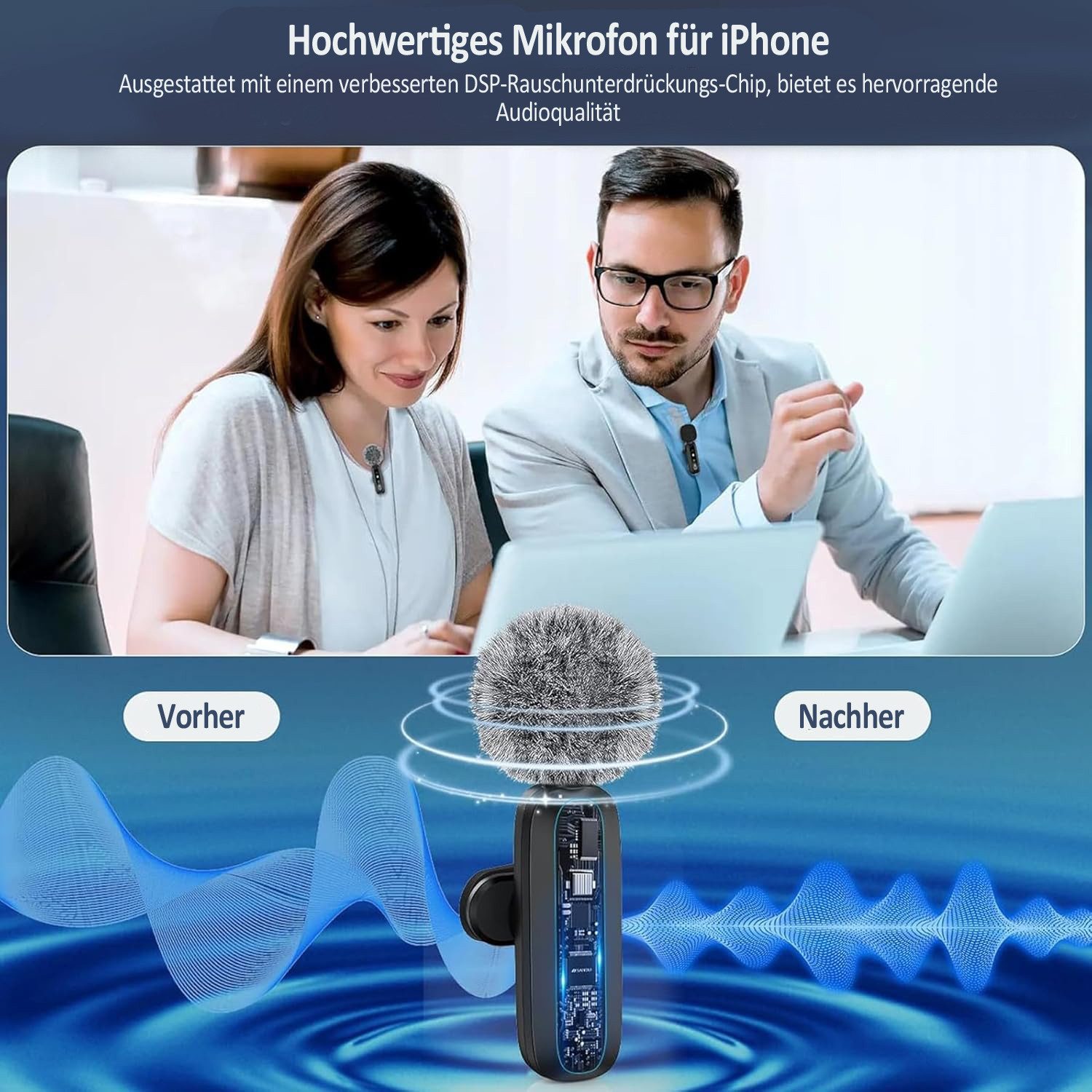 Coonoor Mikrofon Rauschunterdrückendes Ansteckmikrofon, Plug-and-Play-Funkmikrofon, kompatibel mit Type C/USB-C, Mini-Mikrofon.