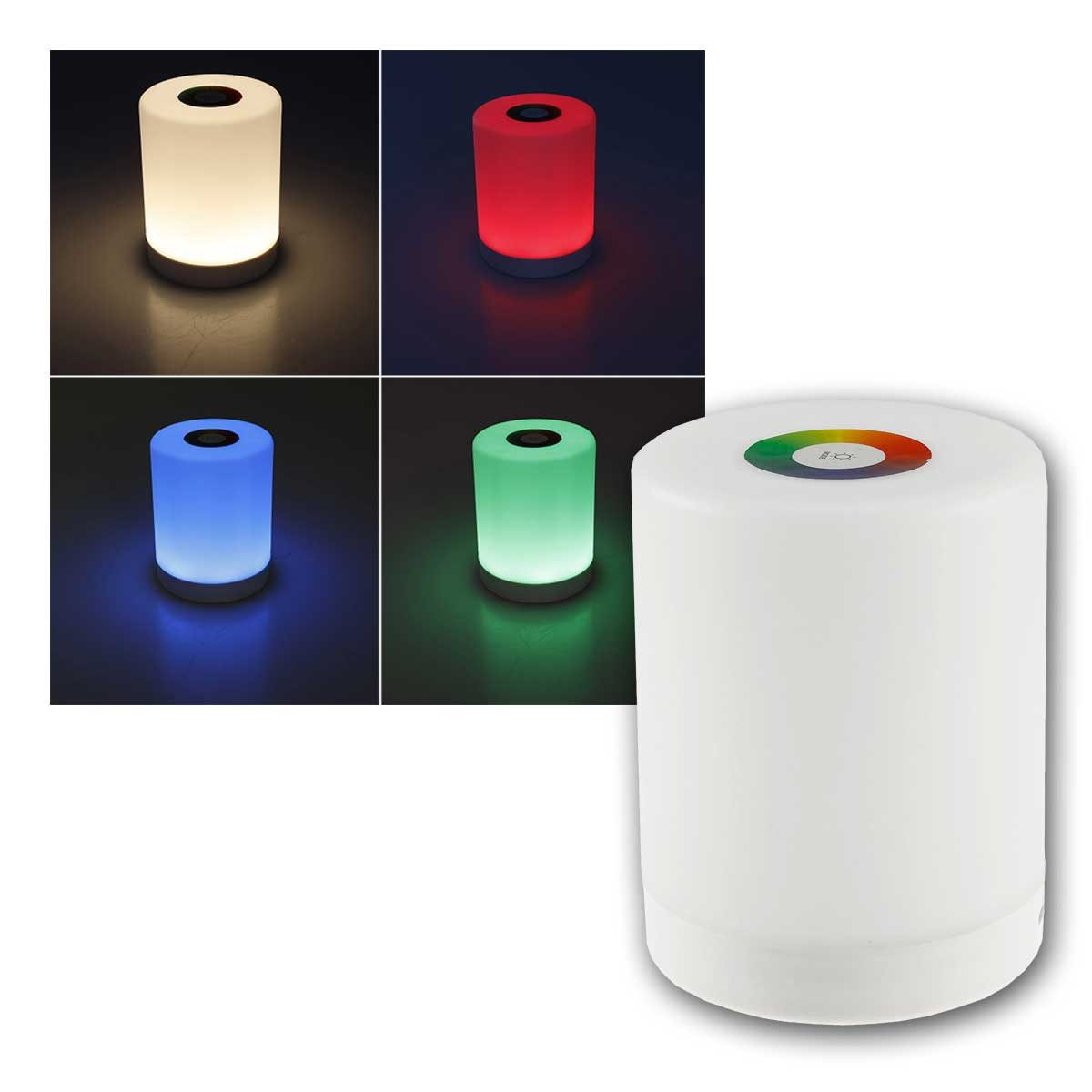 ChiliTec LED Tischleuchte LED Akku-Tischleuchte, RGB / warmweiß per Touch, RGB/mehrfarbig,warmweiß