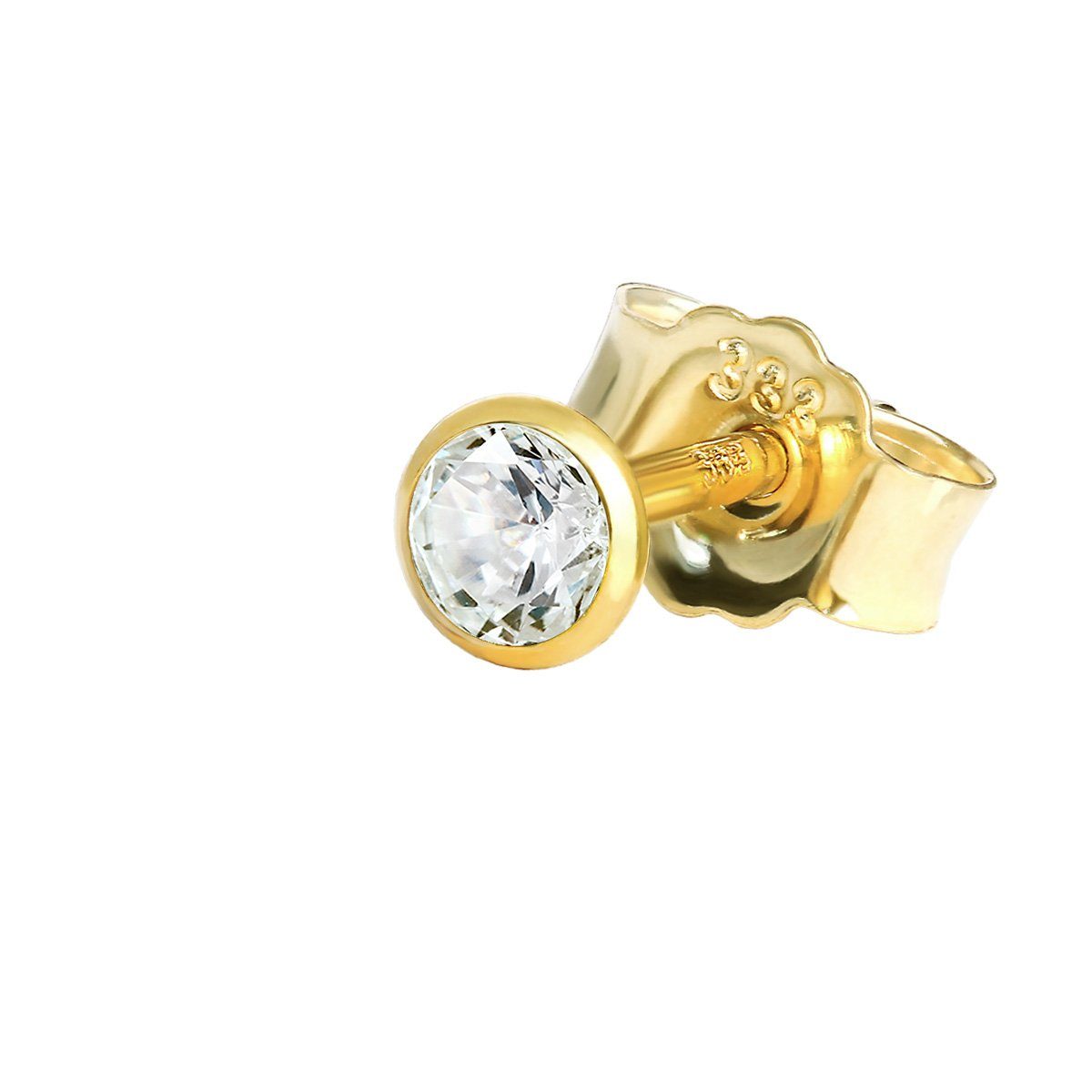 NKlaus Single-Ohrstecker Einzel Kleine Ohrstecker 3,0mm Gelbgold 333 8 Kara (Einzel)