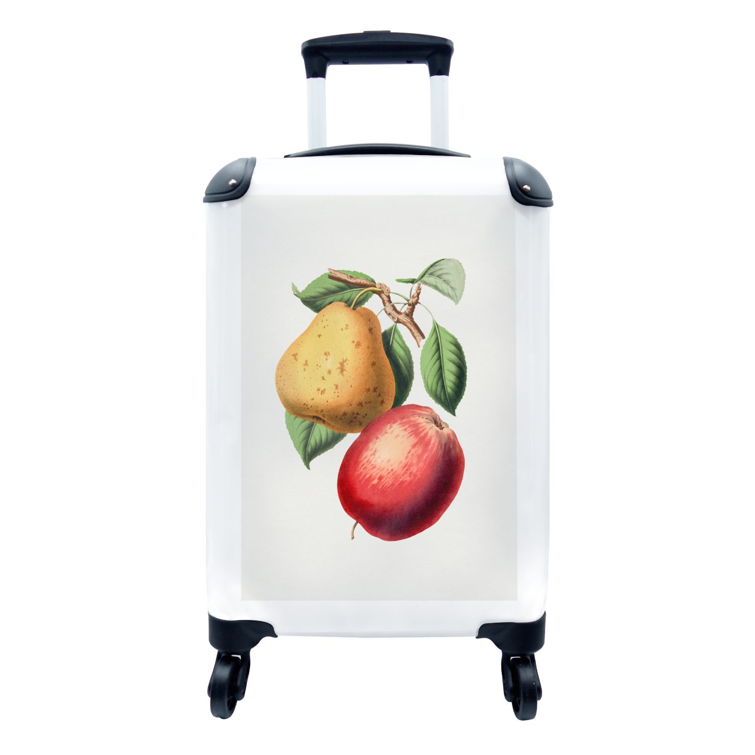 MuchoWow Handgepäckkoffer Birne - Apfel - Baum, 4 Rollen, Reisetasche mit rollen, Handgepäck für Ferien, Trolley, Reisekoffer
