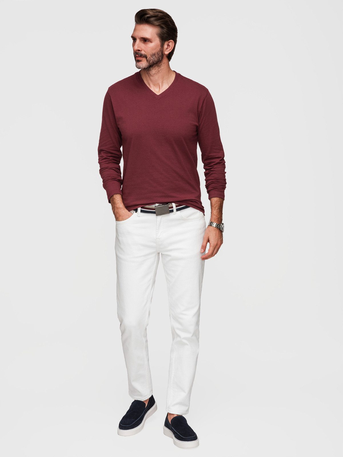OMBRE Longsleeve Longsleeve für Herren mit V-Ausschnitt.