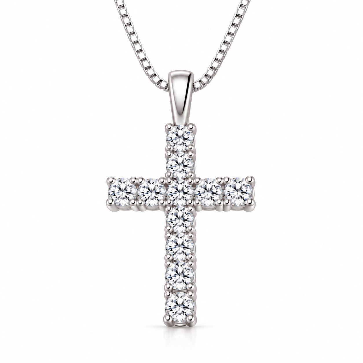 ROUGEMONT Kreuzkette Damen Moissanit Kreuz Halskette 1,0ct 925 Sterling Silber, Echtschmuck