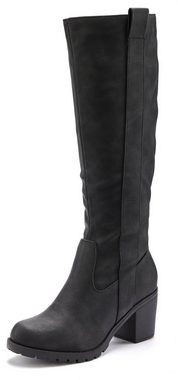 LASCANA Weitschaftstiefel Stiefel, Stiefelette, langer Stiefel, Blockabsatz, Cowboy Stil VEGAN