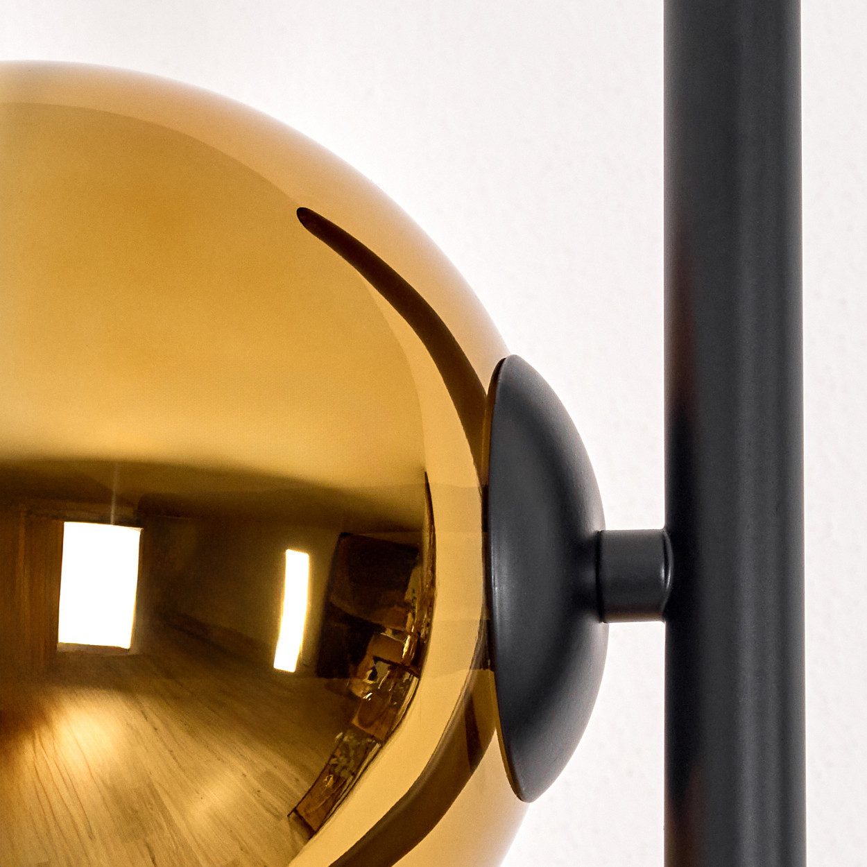 hofstein Stehlampe Stehlampe aus Metall/Glas in Schwarz/Goldfarben/Klar, ohne Leuchtmittel, Stehleuchte Retro/Vintage, Ø Schirme 15 cm, Fußschalter, 160 cm, E14