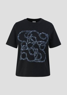s.Oliver BLACK LABEL Kurzarmshirt T-Shirt aus Baumwolle Pailletten