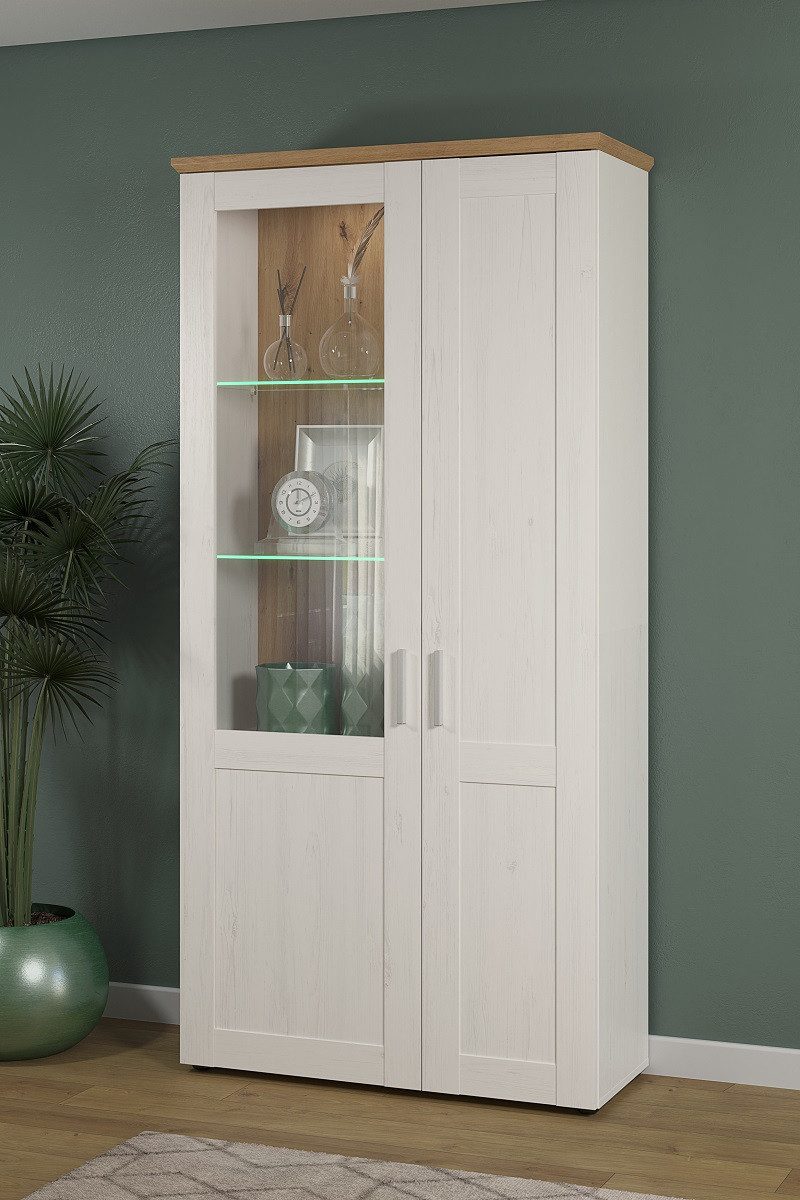 trendteam Vitrine Vitrine groß Shade, Andersen Pinie weiß / Artisan Eiche, Landhaussti