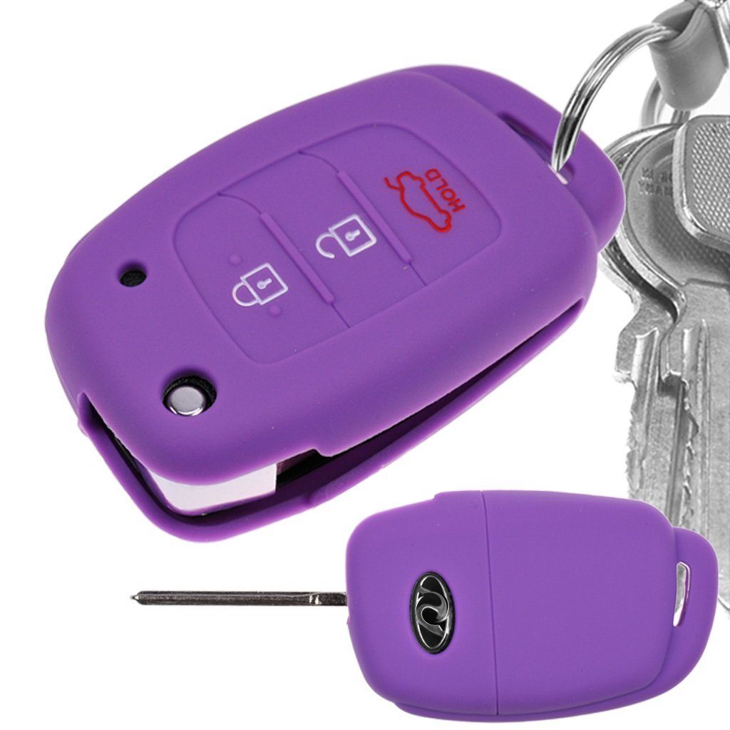 mt-key Elantra Sonata Schutzhülle Schlüsseltasche ix35 ix25 3 Tucson Silikon Autoschlüssel i20 Softcase i40 Lila, für Hyundai Tasten i10