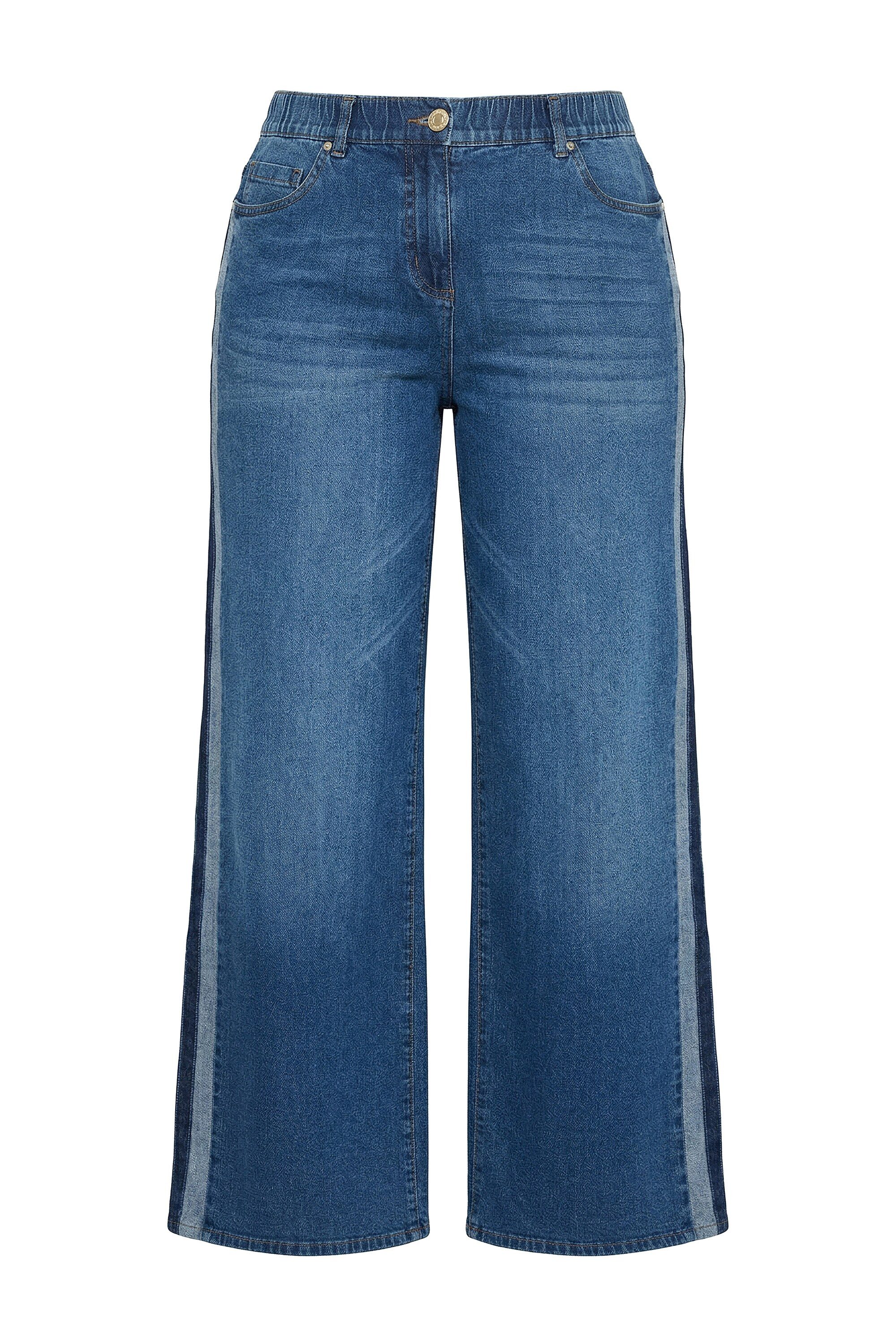 Ulla Popken Regular-fit-Jeans Jeans Mary Seitenstreifen weites Bein Komfortbund