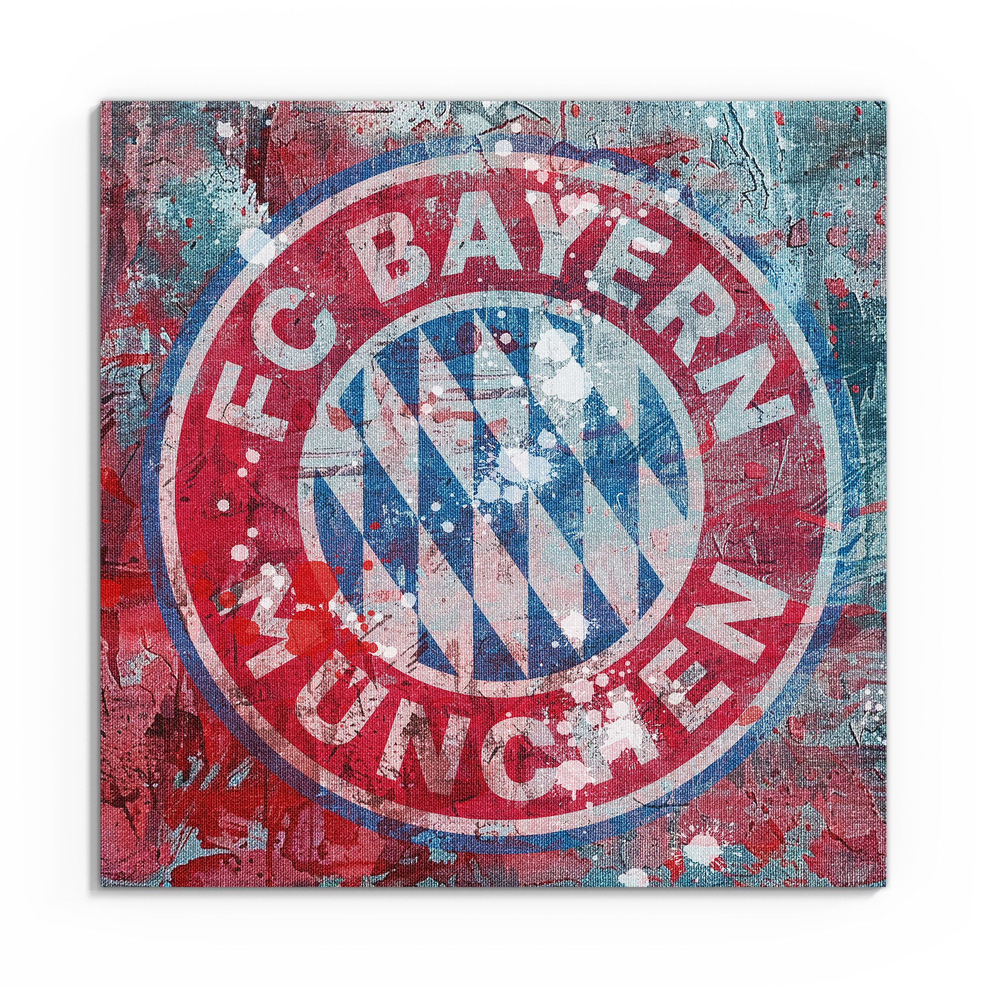 DEQORI Leinwandbild 'Wappen FC Bayern München', 'Wappen FC Bayern München', Hybrid Leinwand Bild Wandbild flach modern