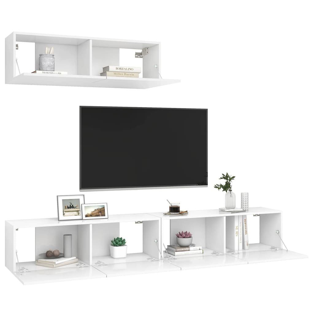 3 Stk Spanplatte Lowboard TV-Schrank Weiß vidaXL Lowboard TV-Schränke