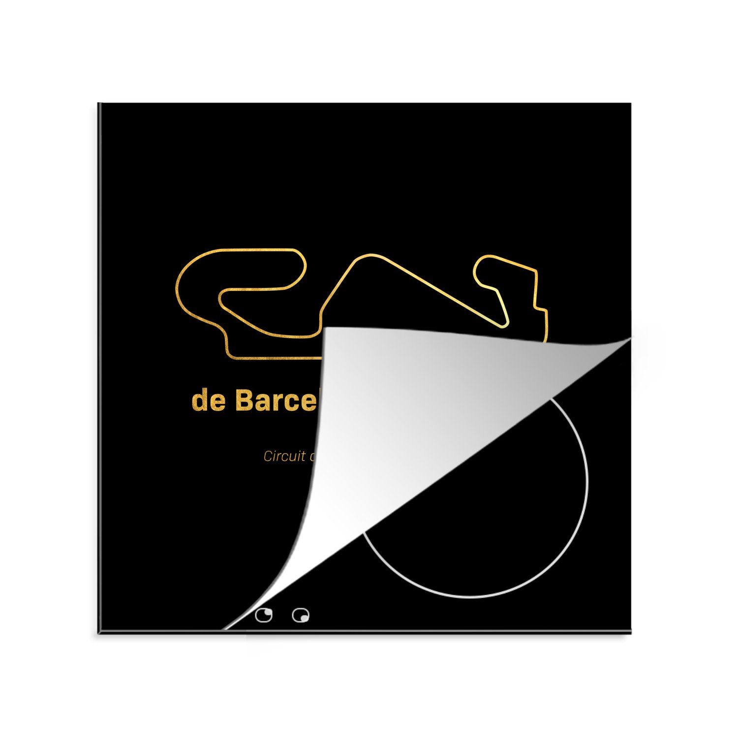 für Herdblende-/Abdeckplatte (1 Vinyl, cm, - MuchoWow küche Barcelona, - Formel Arbeitsplatte tlg), 1 Ceranfeldabdeckung, Rennstrecke 78x78