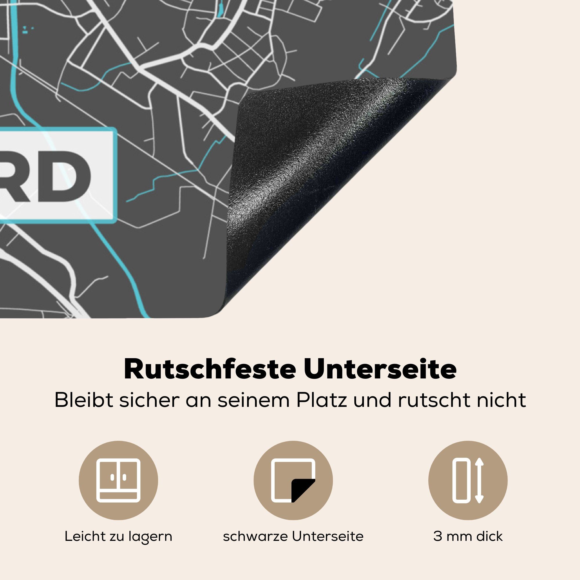 Karte Blau für Deutschland, Ceranfeldabdeckung, - MuchoWow Herdblende-/Abdeckplatte - - küche Arbeitsplatte tlg), cm, Stadtplan (1 Vinyl, 78x78 - Herford