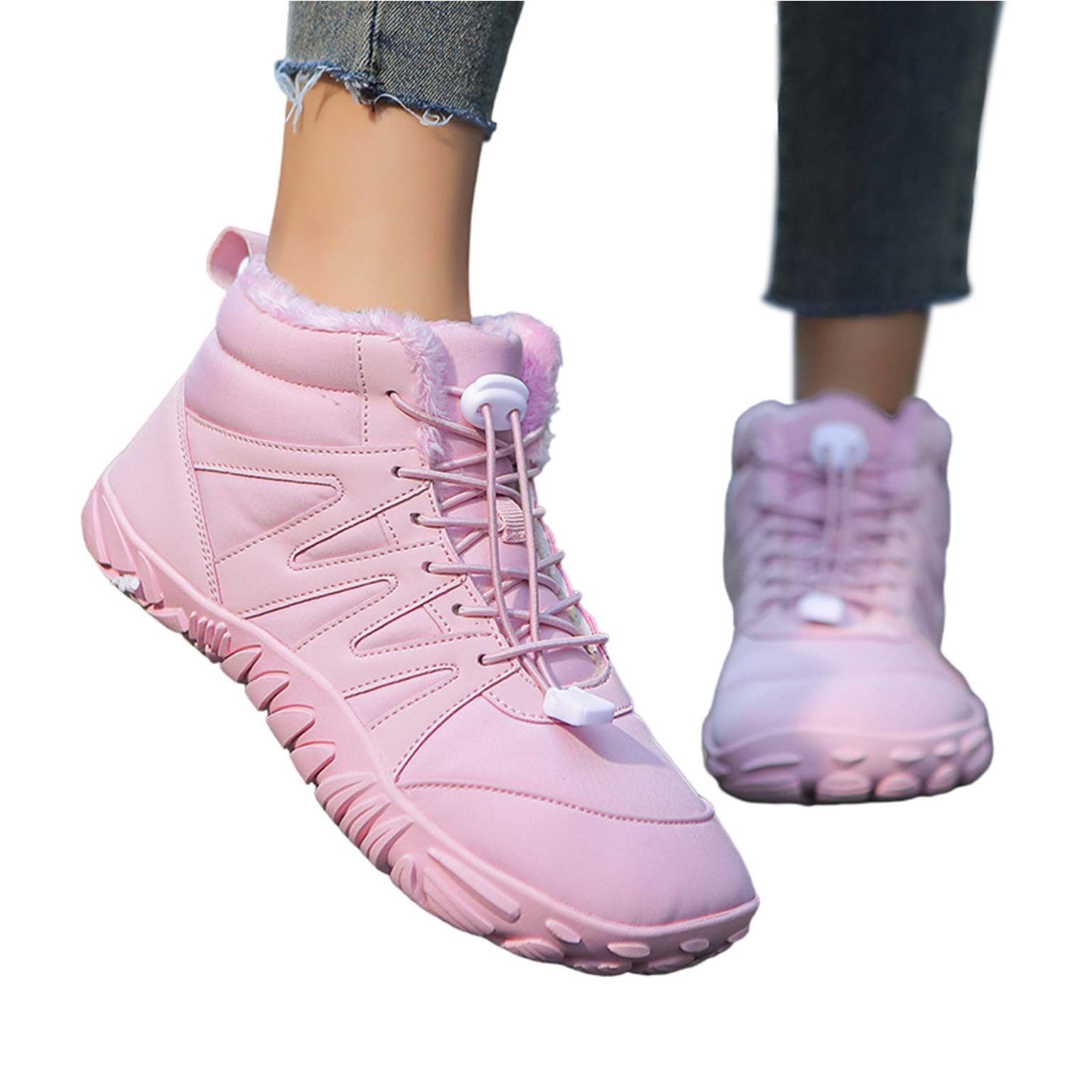Leichte Rutschfeste Barfußschuhe Gefüttert Winterstiefel Wanderschuhe Barfußschuh
