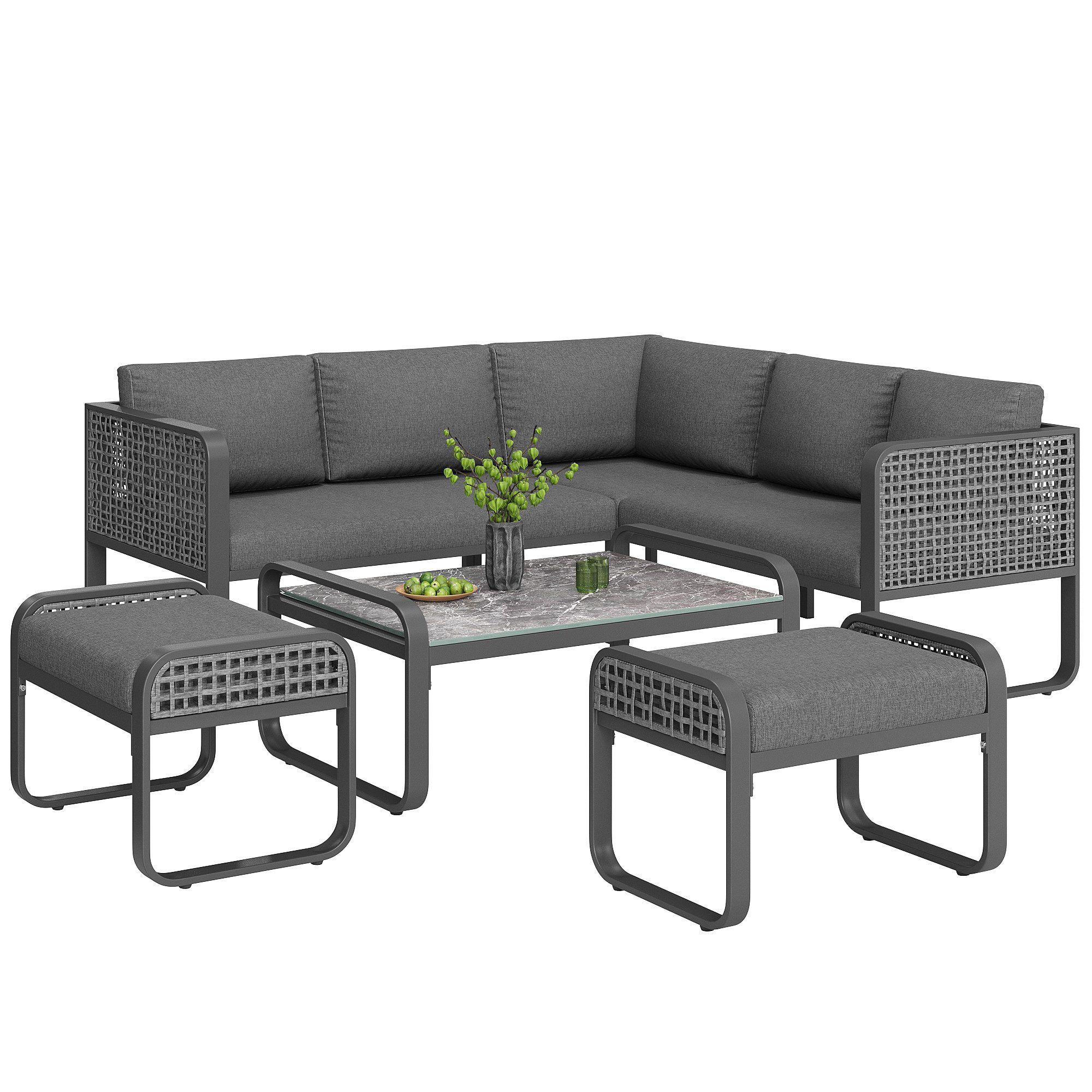 MODFU Sofa Garten-Lounge-Set,mit verzinktem Eisengestell, Garten-Lounge-Set günstig online kaufen