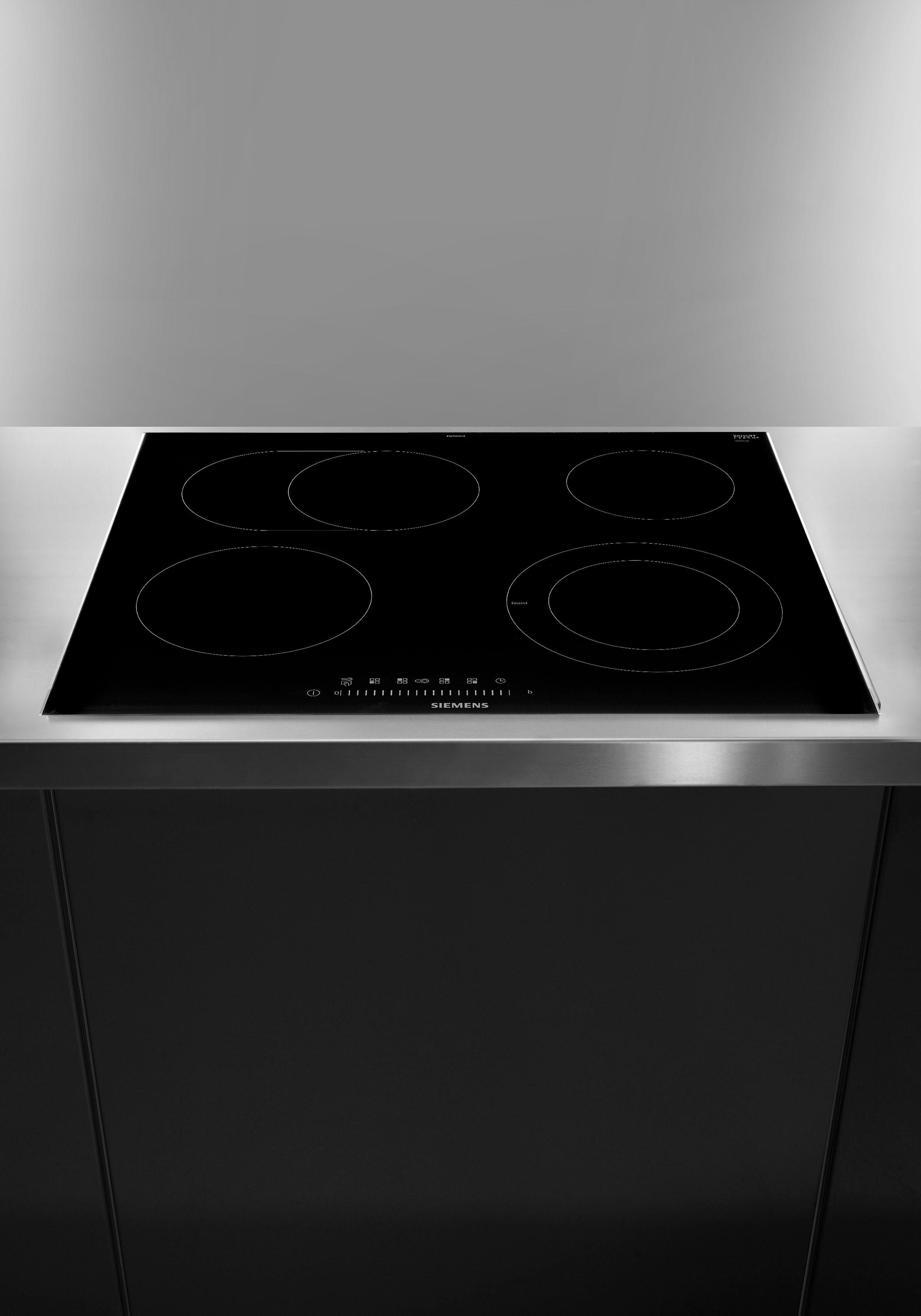 SIEMENS Elektro-Kochfeld iQ300 ET675FNP1E, Optimale Hitzeverteilung dank zuschaltbarer Bräterzone & Timerfunktion