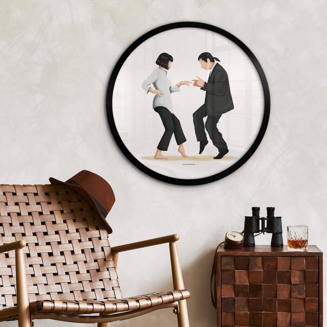 K&L Wall Art Poster Wandbild Poster Rund Küche Retro Tohmé Pulp Fiction Kultszene, Wandposter Wohnzimmer