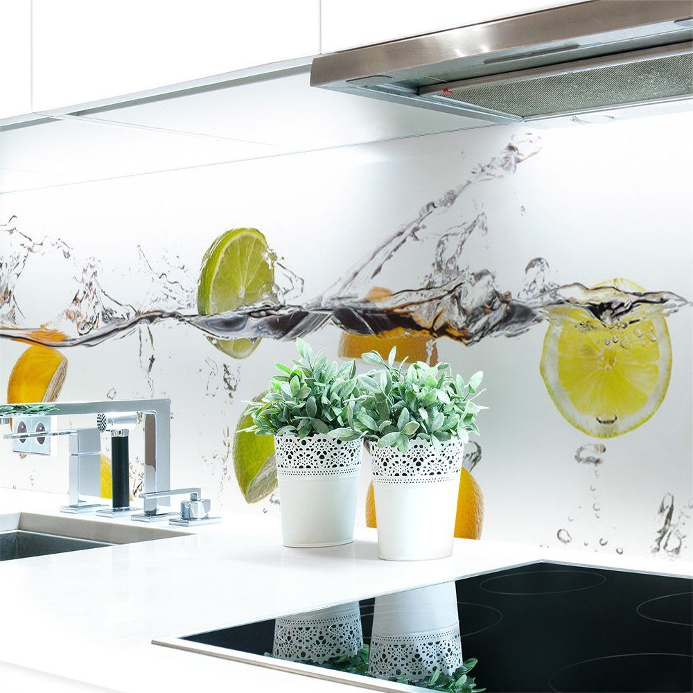 DRUCK-EXPERT Küchenrückwand Küchenrückwand Frucht Wasser Premium Hart-PVC 0,4 mm selbstklebend