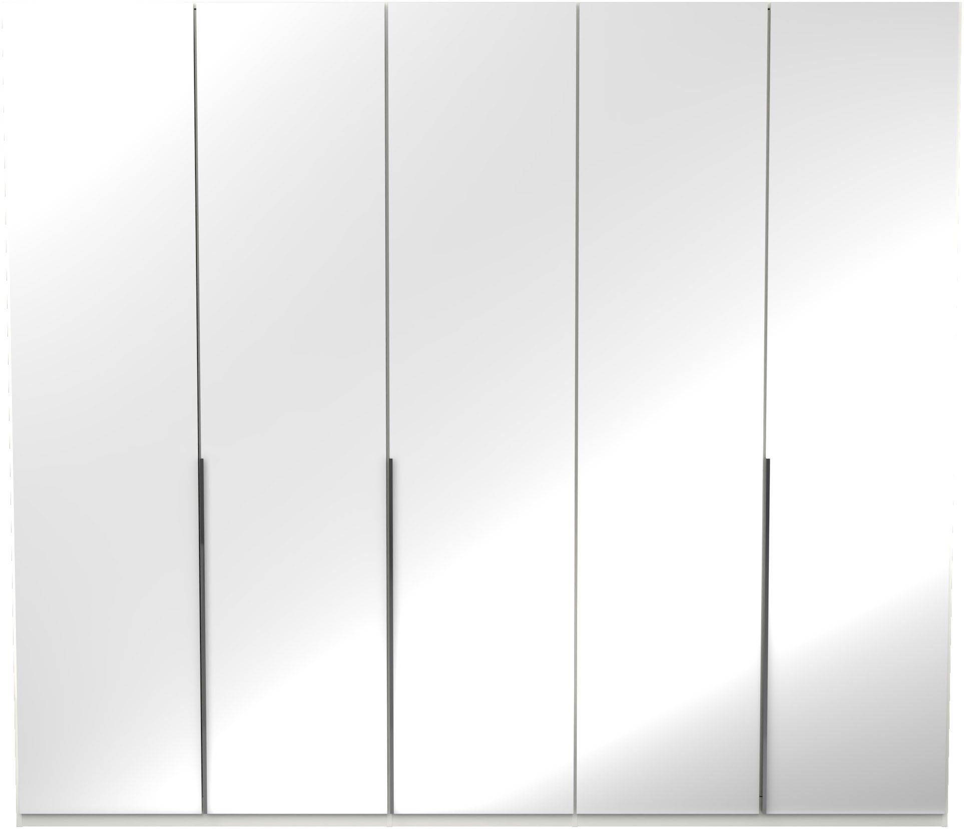 Musterring Kleiderschrank San Diego, Kleiderschrank, Schrank, Garderobe, mit Glastüren (1-St., weiß, Türen gedämpft, 2 Höhen, mehrere Breiten, MADE IN GERMANY) 5-türig (gedämpft), 6 Böden, 3 Kleiderstangen, Chromgriffe