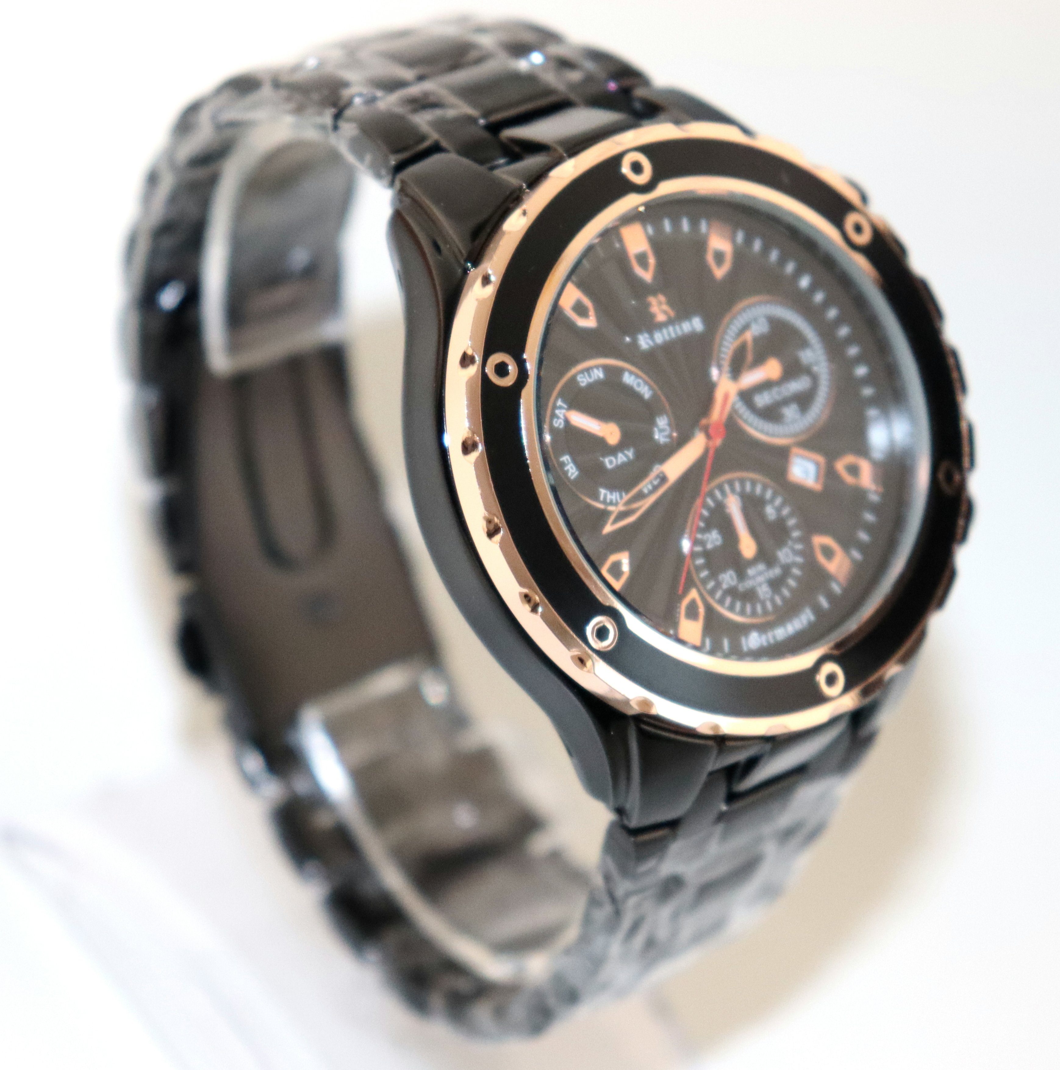 Rötting Design Quarzuhr Herrenuhr schwarzes Ziffernblatt günstig online kaufen