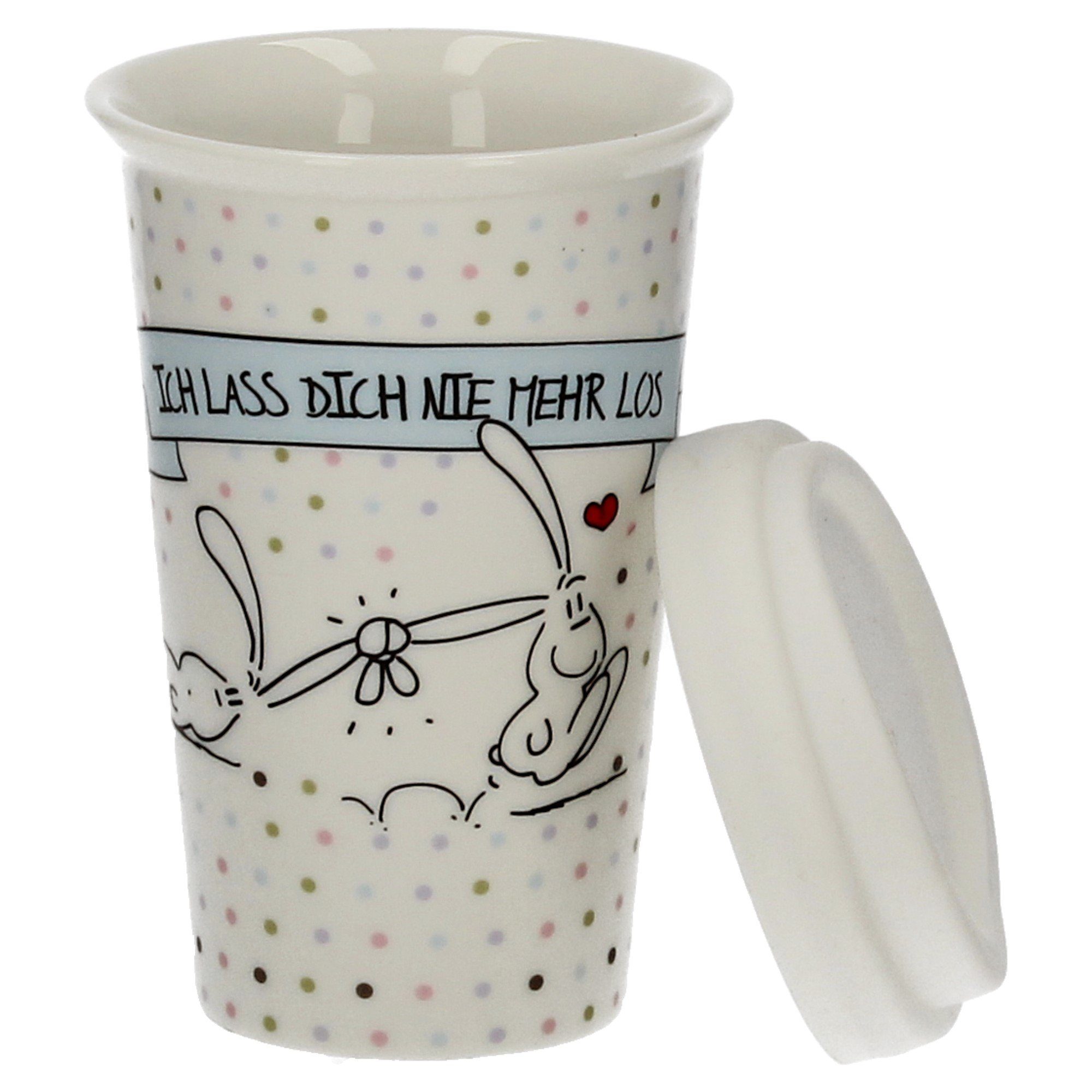 MEA LIVING Coffee-to-go-Becher Ich lass dich nie mehr los, 250 ml, CTGDH-004, Porzellan
