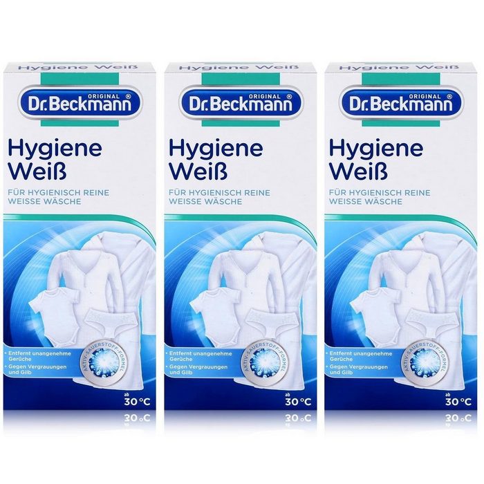 Dr. Beckmann 3x Dr. Beckmann Hygiene Weiß 500g - Gegen Vergrauungen & Gilb Spezialwaschmittel