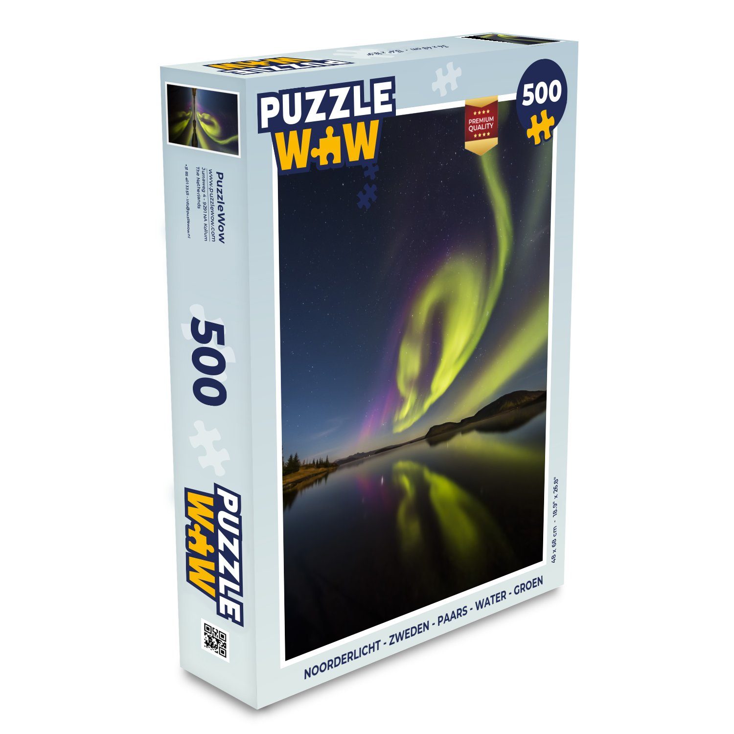 MuchoWow Puzzle Nordlichter - Schweden - Lila - Wasser - Grün, 500 Puzzleteile, Foto-Puzzle, Bilderrätsel, Puzzlespiele, Spielzeug