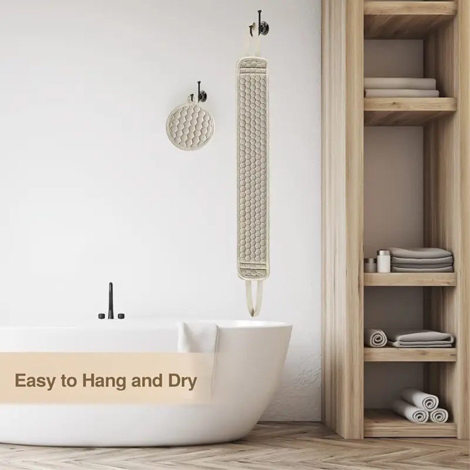 Silikon-Rückenpeeling-Gürtel – Doppelseitig, 60 Cm Lang, Für Dusche & Bad, In Rosa